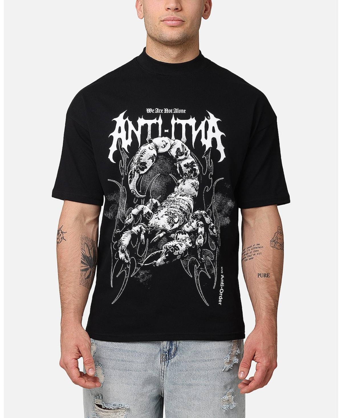 Invasion Mock Neck T-Shirt - Black