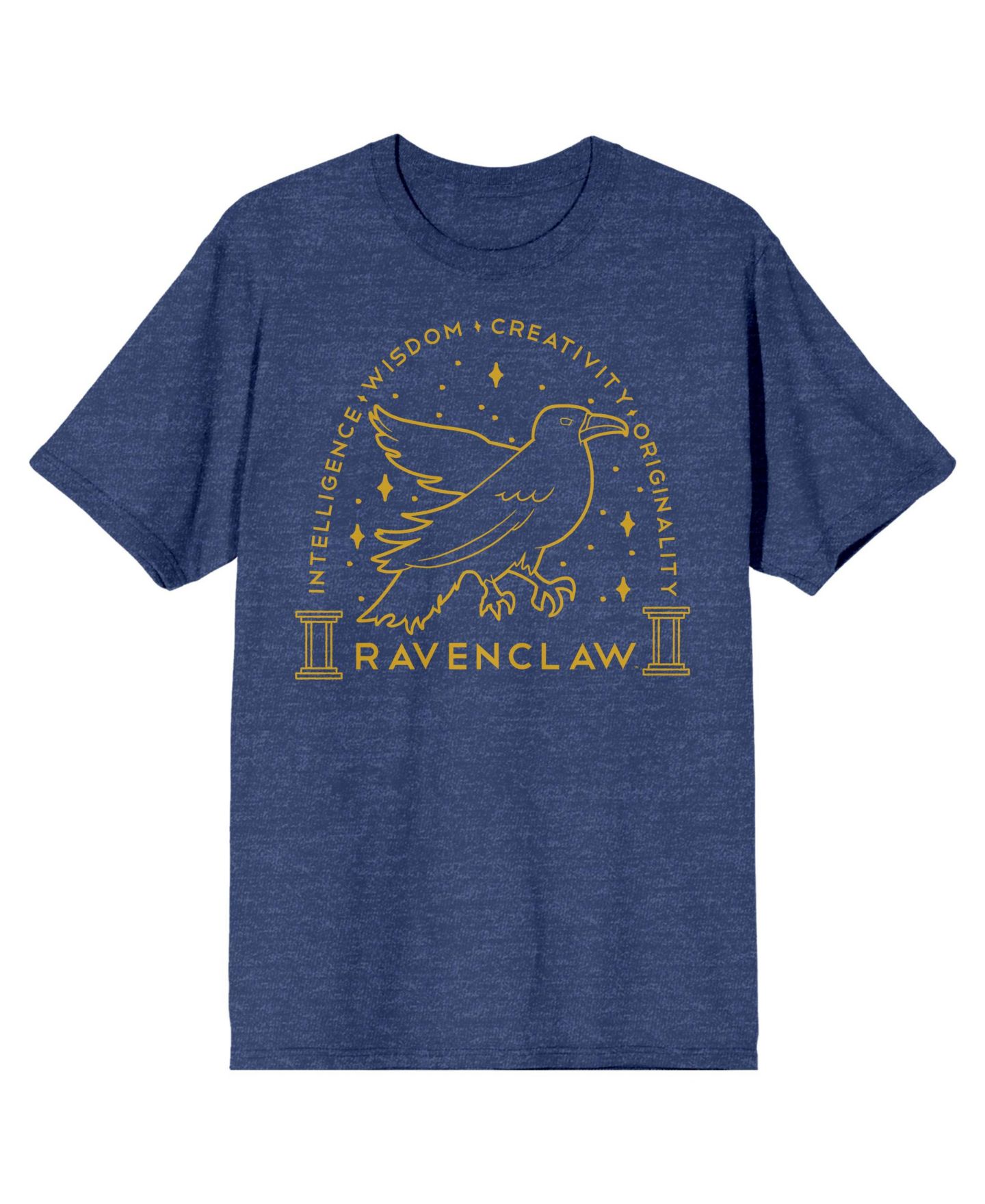 Мужская футболка Harry Potter Ravenclaw Crest Gold Line Art Navy Heather T-shirt-XXL, цвет: Синий — фото 1