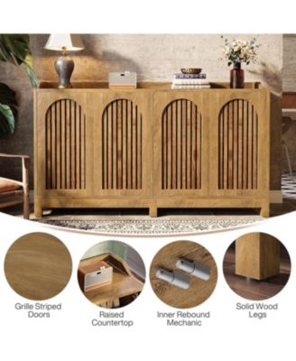 Sideboard Buffet Cabinet, 57" Farmhouse Storage Cabinet with Shutter Doors and Adjustable Shelf, Freestanding Storage Cabinet