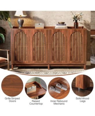 Sideboard Buffet Cabinet, 57" Farmhouse Storage Cabinet with Shutter Doors and Adjustable Shelf, Freestanding Storage Cabinet