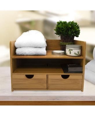 3-Tier Bamboo Desk Organizer Countertop Organization and Storage with 3 Drawers declutter Office, Makeup Vanity and more