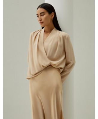 Women's Silk Crepe de Chine Long Sleeve Blouse