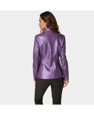 Women's Tailored Metallic Faux Leather Blazer