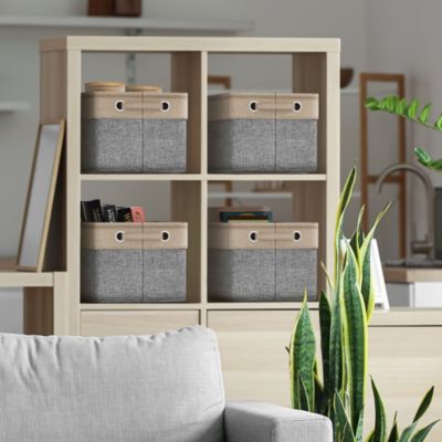 6 Pack 15 inch Collapsible Storage Bins with Handles - Perfect for Home Storage & Organization