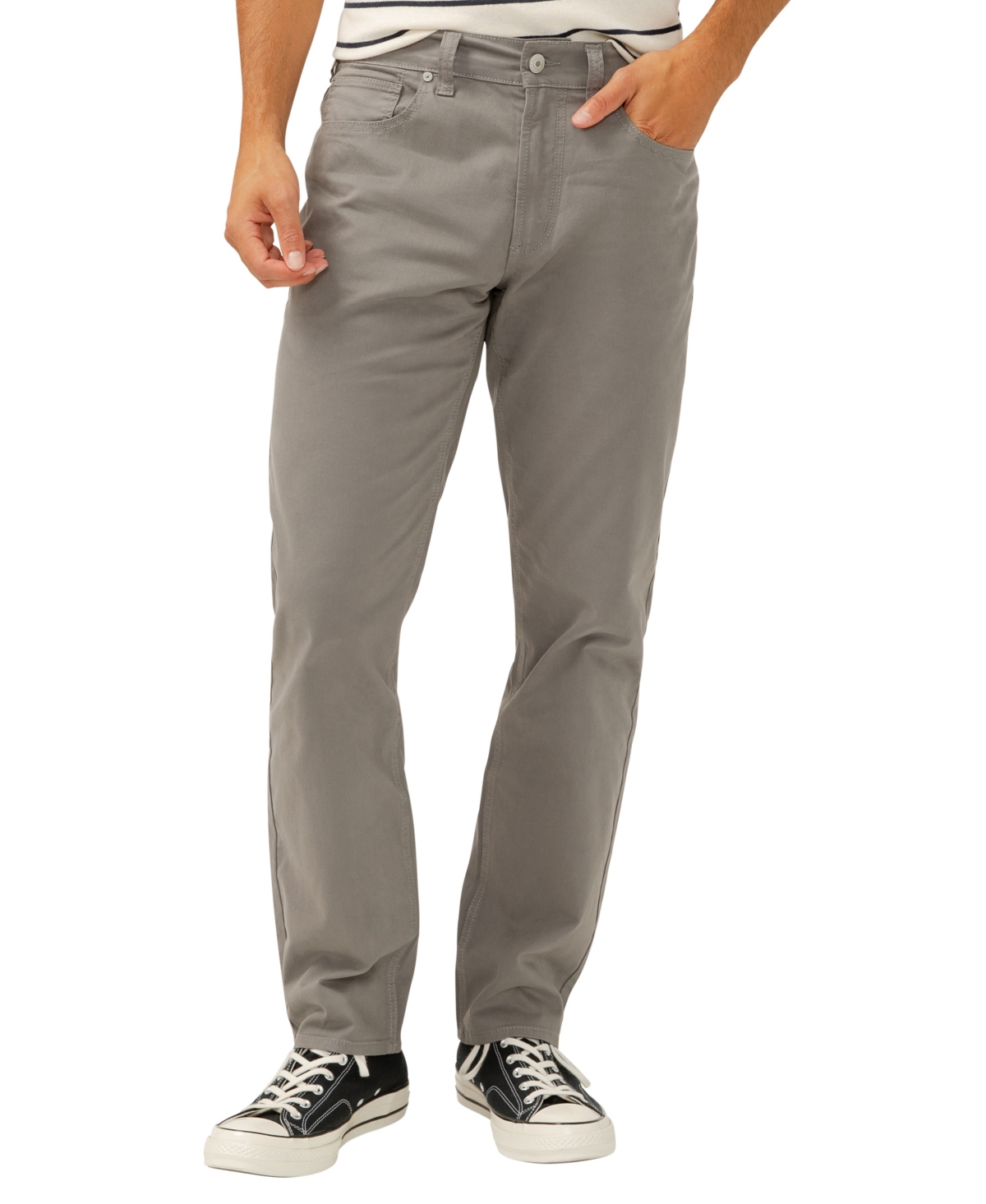 Silver Jeans Co. Men's Eddie Classic Athletic Fit Tapered Leg Essential Twill Pants In Gray