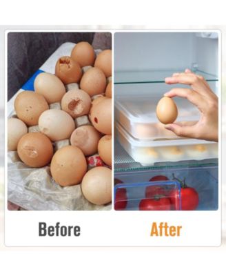 Set of 2 Egg Containers with Lids - Clear Deviled Egg Carrier Tray - Stackable & Portable Dispenser (Holds 48-Egg)