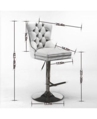 Set of 2 Metal/Faux Leather Adjustable Swivel Modern Design Bar Stools