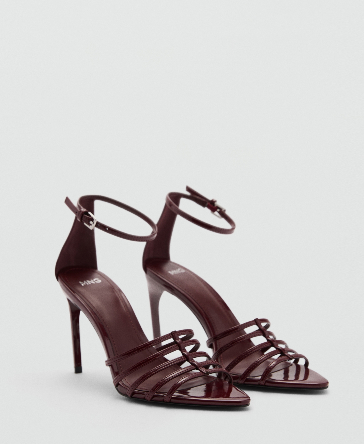 Shop Mango Women's Strappy Heeled Sandals In Burgundy