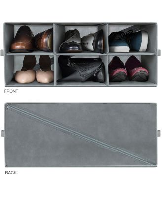 Shoe Organizer Bin, 6 Section Cubby Shoe Shelves, Foldable Portable Detachable Closet Organizer Storage for Home Organization