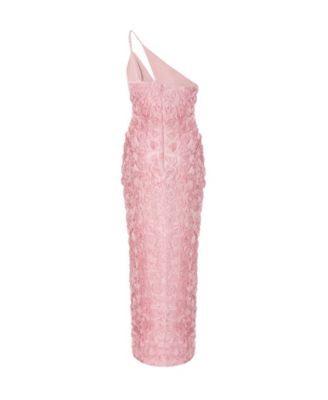 Women's One Shoulder Cut Out 3D Floral Maxi Dress