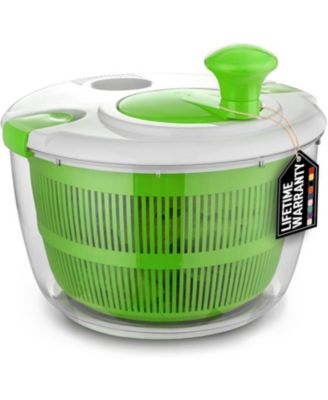 Manual Salad Spinner With Secure Lid Lock & Rotary Handle