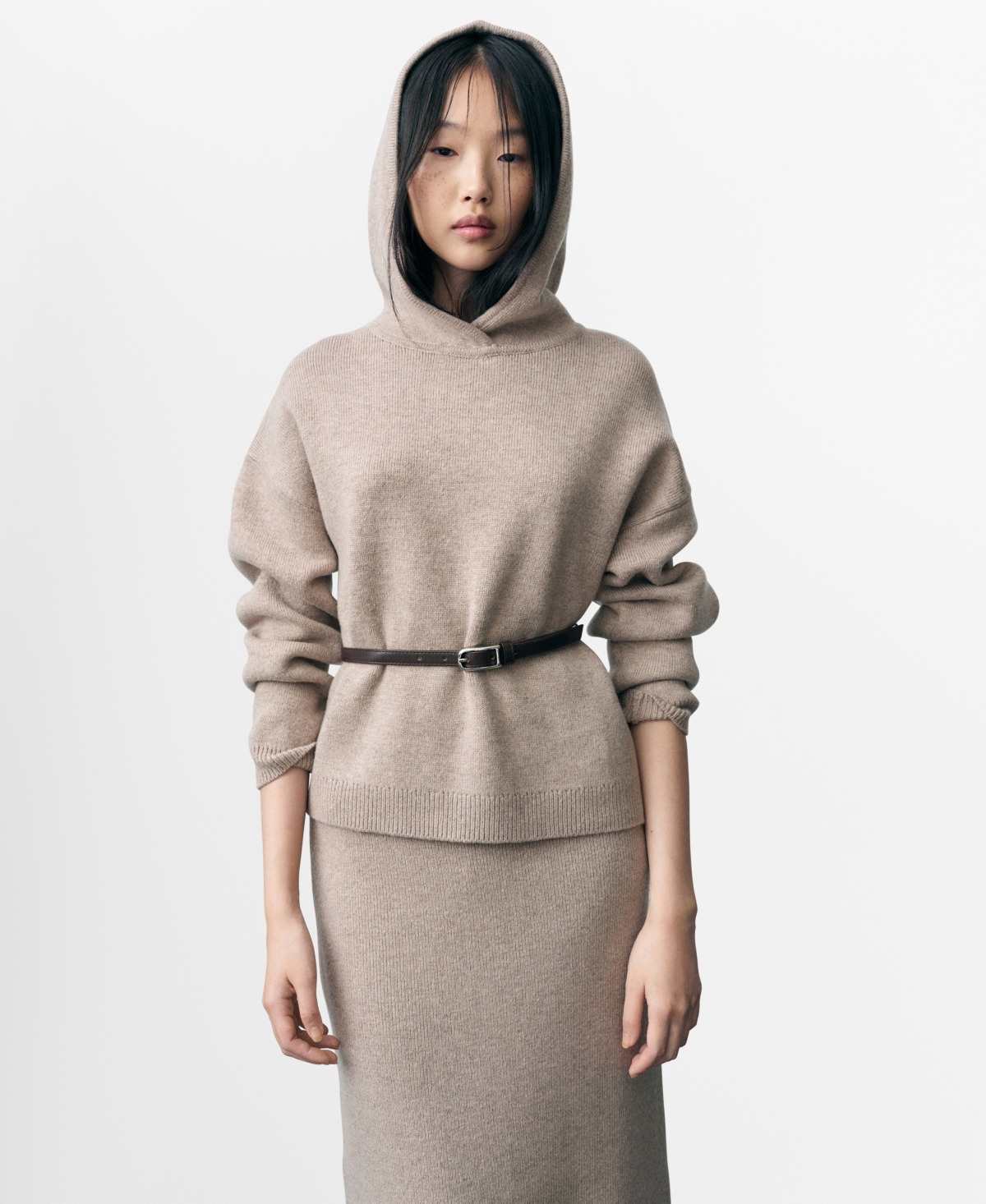 Mango Wool-blend Hooded Sweater Sand In Sand