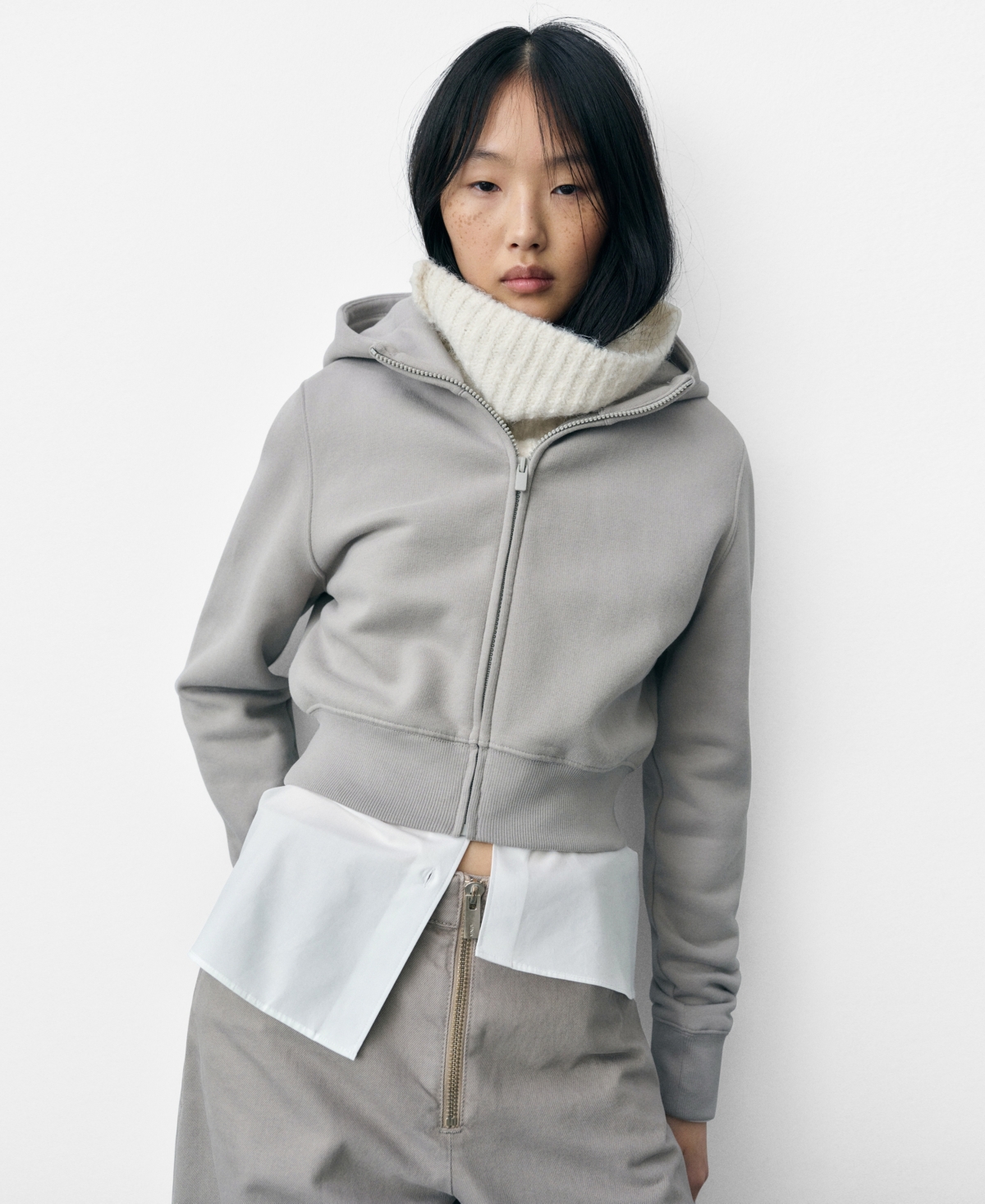 Women's Cropped Hoodie Sweatshirt - Gray
