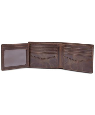 Men's Leather Wallet Derrick RFID-Blocking Bifold with Flip ID 