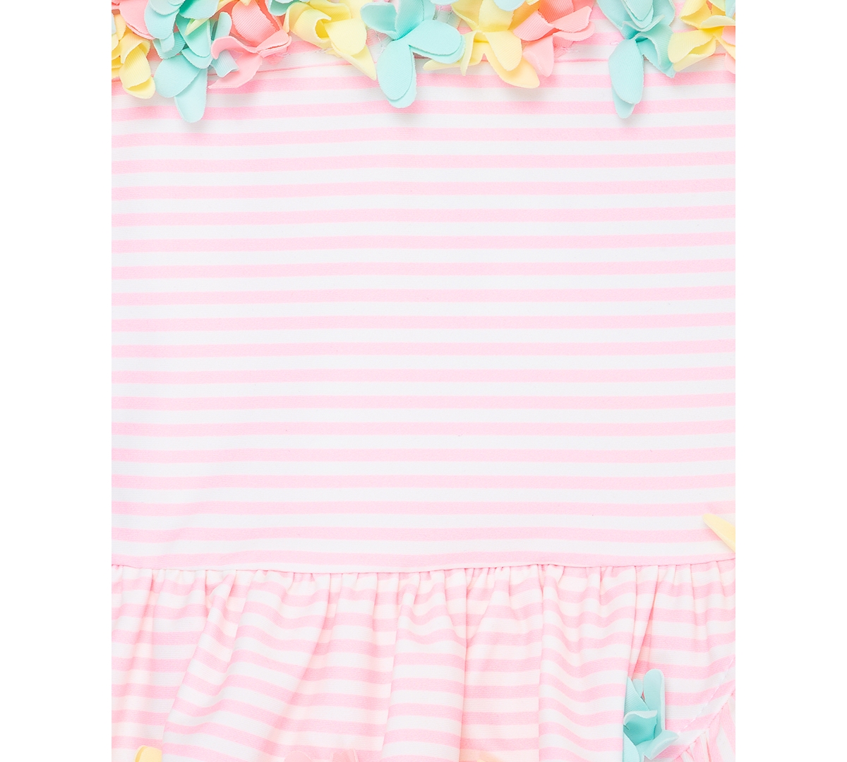 Little Me Baby Girls Floral-trim Striped One-piece Swimsuit In Bright Pink