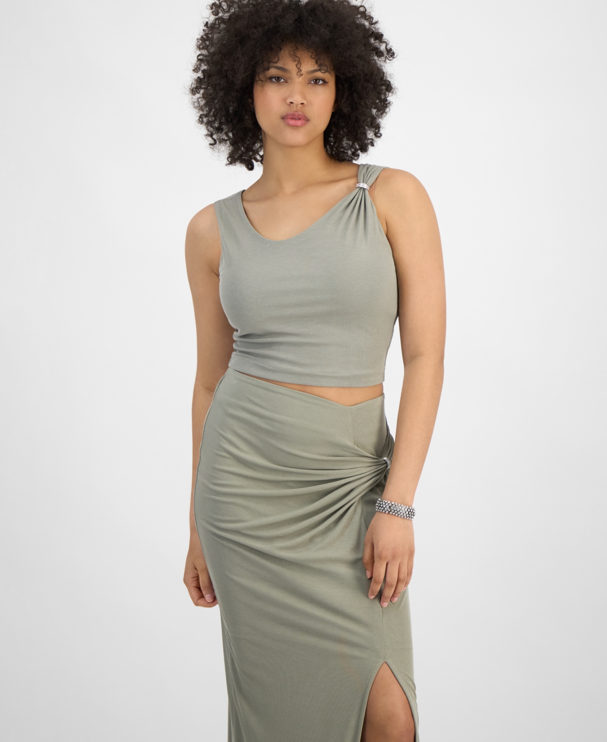 Women's Aimee Sleeveless Jewel Draped Top - Mossy Green