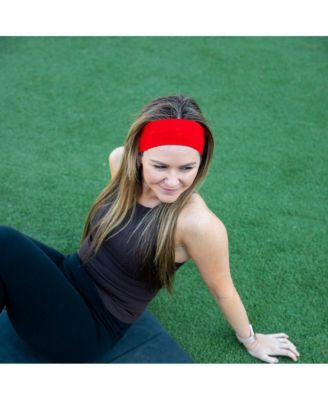 Women's Pack of Wide Training Headbands - Red + Grey + Black