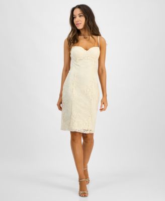 GUESS - Women's Serene Floral-Lace Corset-Laced Dress