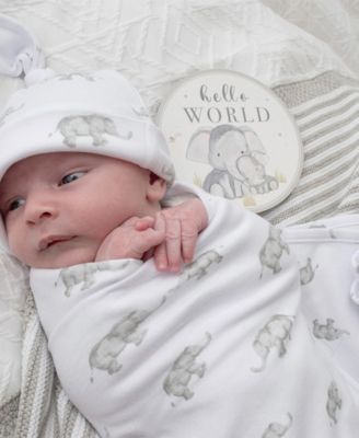Baby Boys and Girls 3-Piece Elephant Heritage Collection Hello World Gift Set