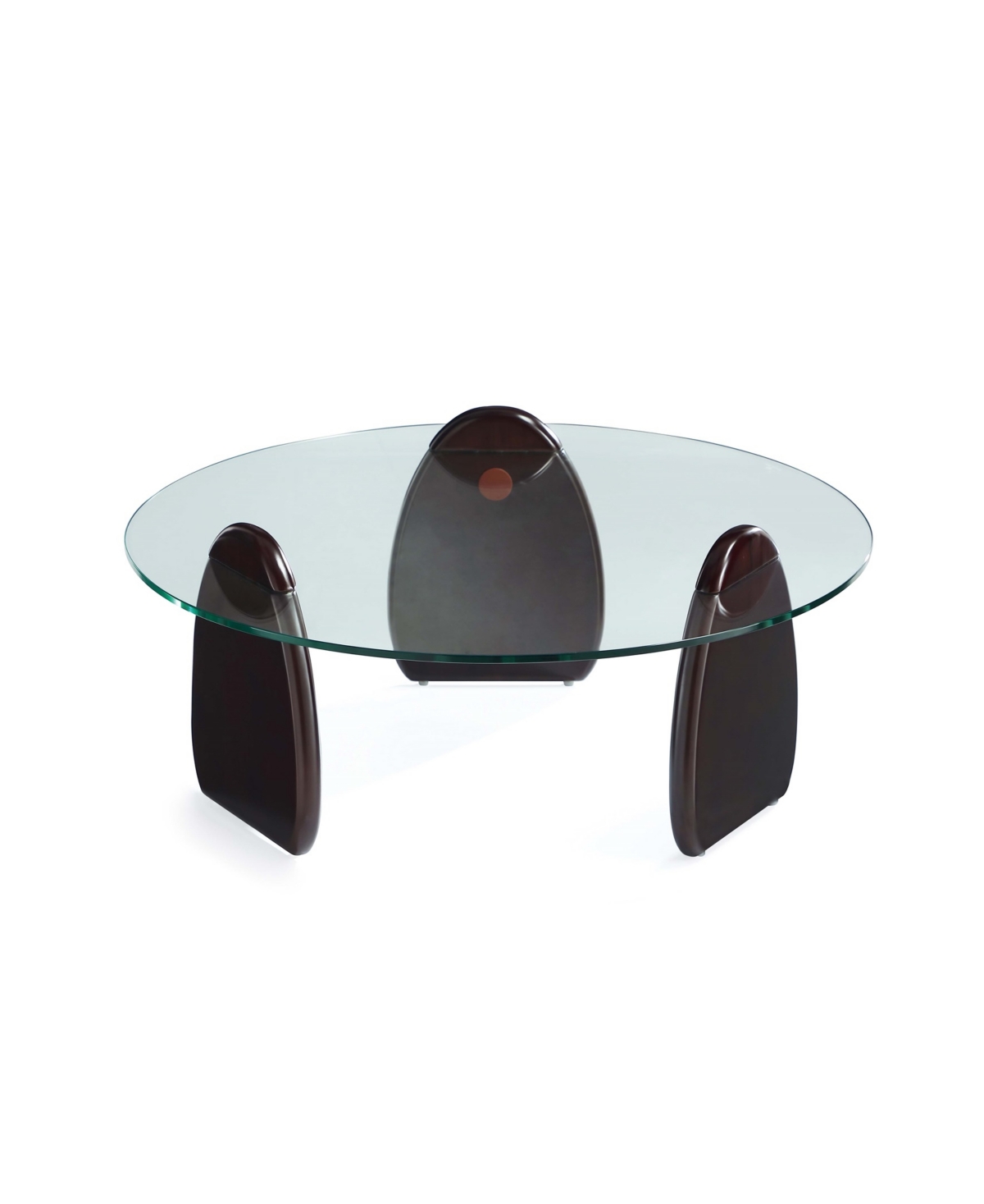 Manhattan Comfort 35.43" Artesia Modern Tempered Glass Top Coffee Table In Dark Walnut