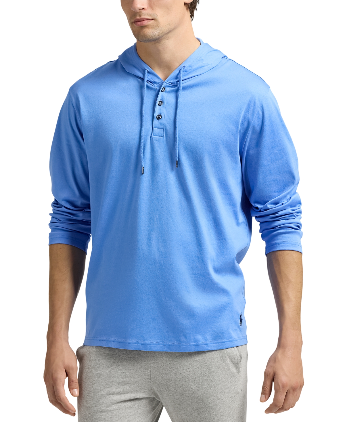 Polo Ralph Lauren Men's Cotton Pajama Hoodie In Harbor Island Blue,cruise Navy