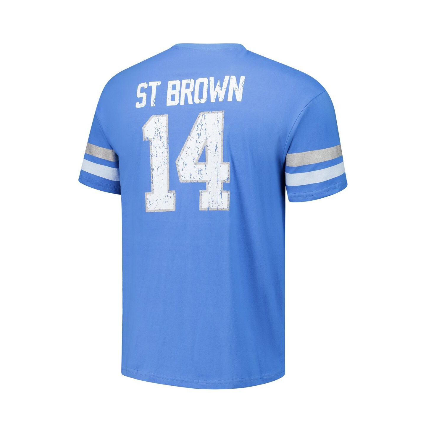 Мужская футболка Majestic Amon-Ra St. Brown Blue Detroit Lions Oversized Player Name & Number — фото 2