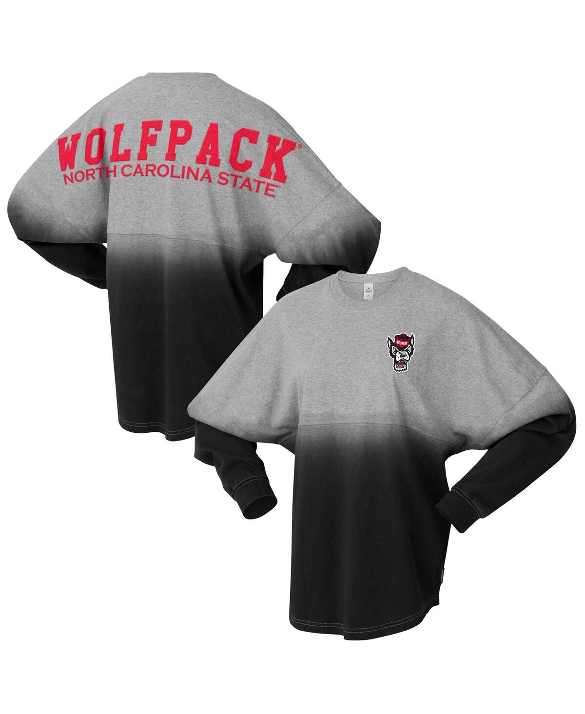 Spirit Jersey Men's And Women's Red/gray Nc State Wolfpack Ombre Long Sleeve T-shirt In Red,gray