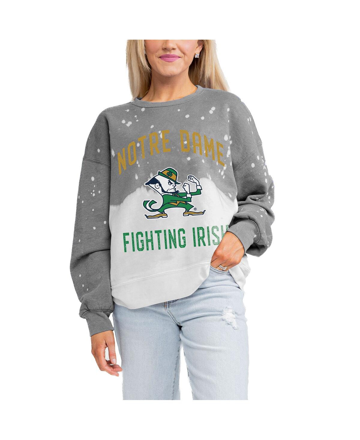 GAMEDAY COUTURE WOMEN'S GRAY NOTRE DAME FIGHTING IRISH TWICE AS NICE FADED CREWNECK SWEATSHIRT 