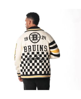 Men's and Women's Cream Boston Bruins Jacquard Full-Zip Sweater