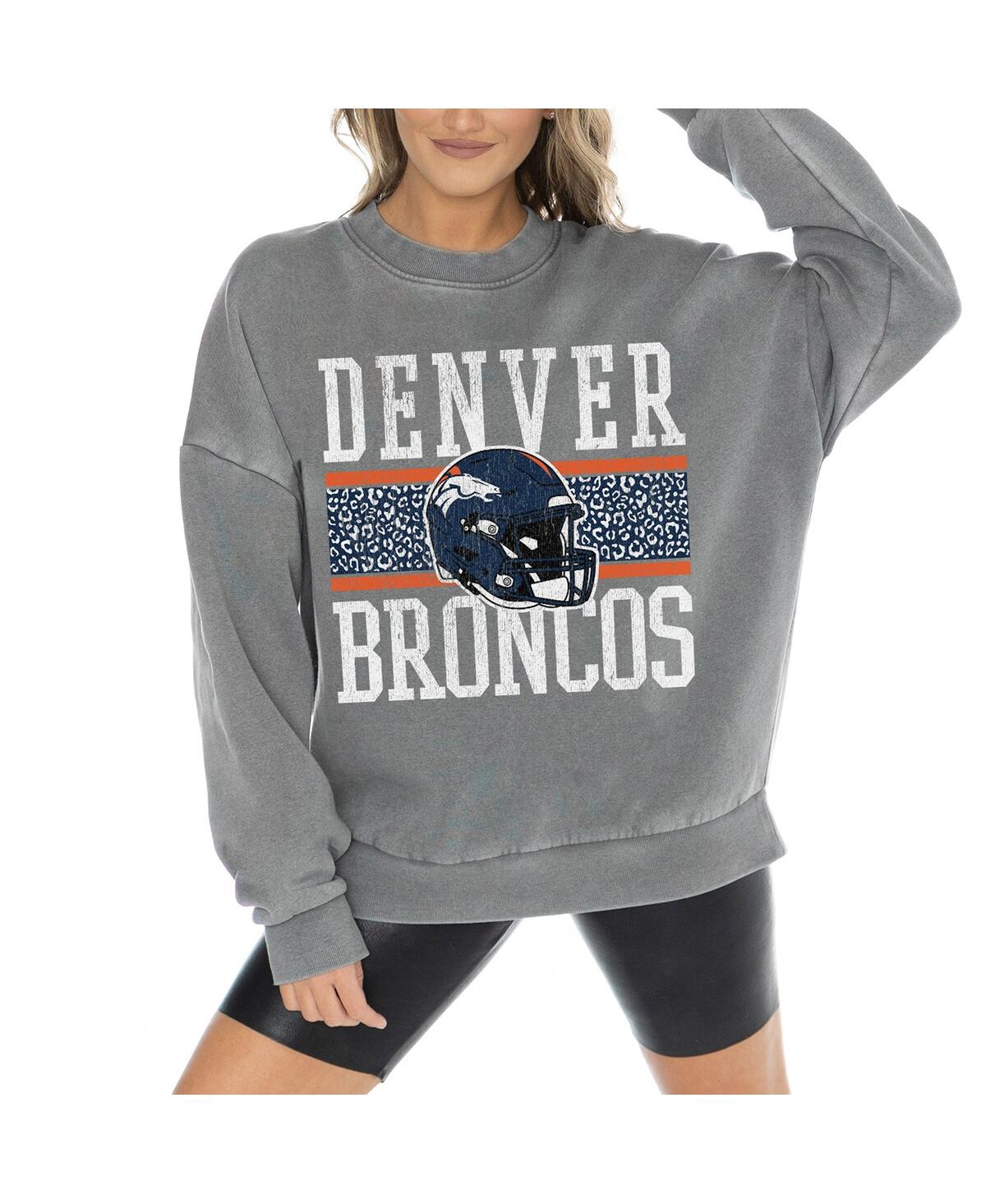 Gameday Couture Women's Gray Minnesota Vikings Vintage Wash Oversized Crewneck Fleece Pullover In Gray