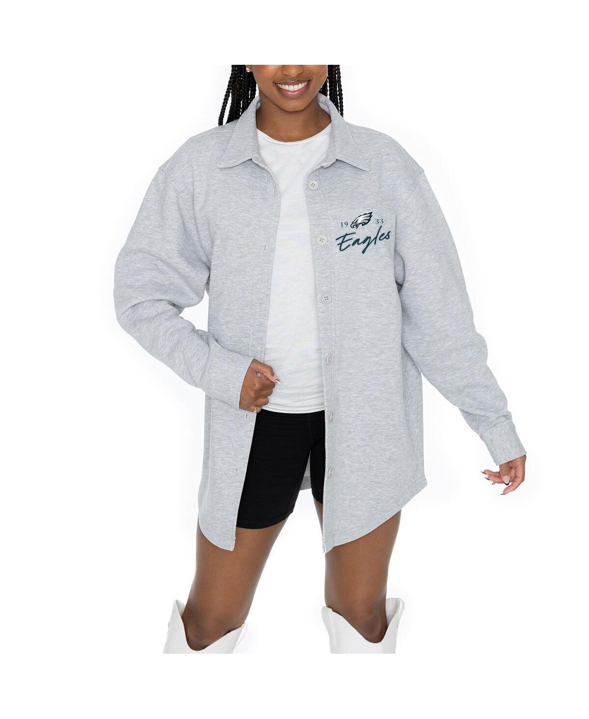 Shop Gameday Couture Women's Ash Philadelphia Eagles Full-button Long Sleeve Overshirt