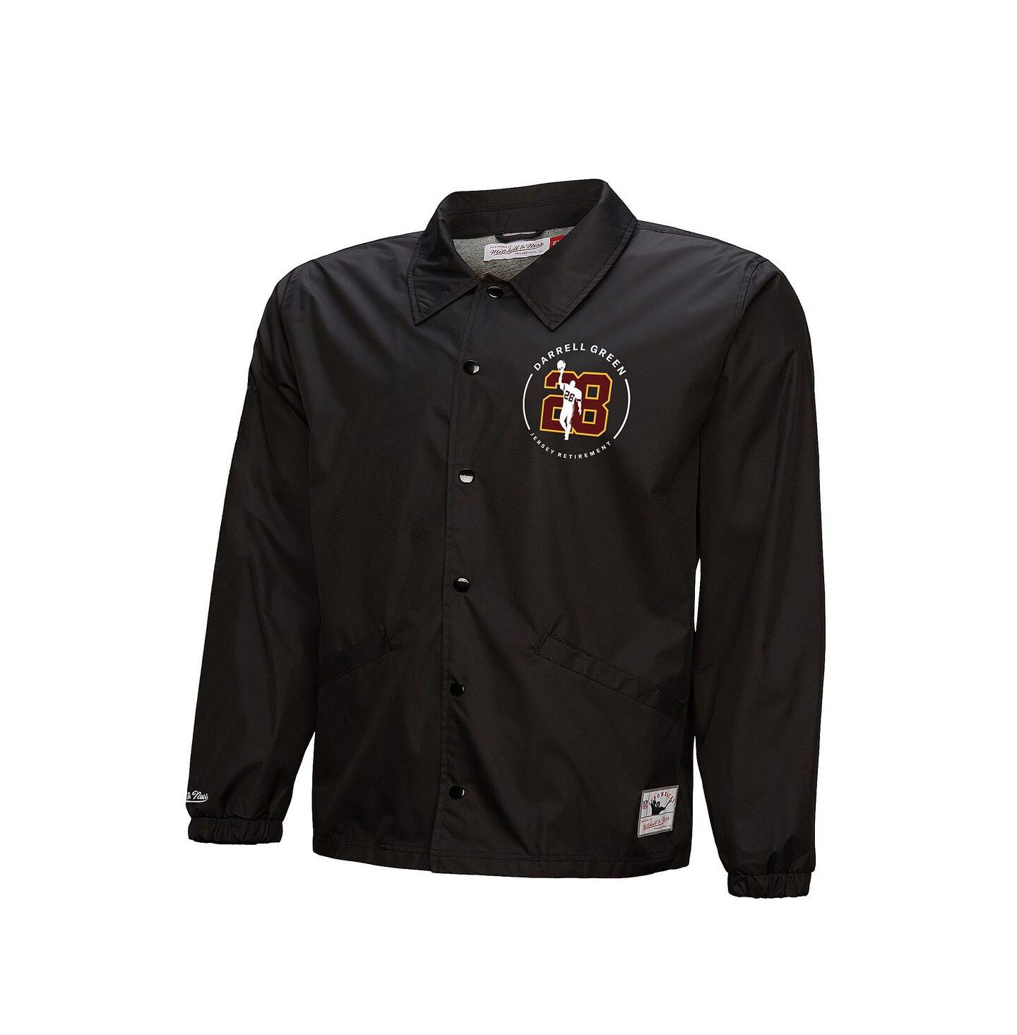 Мужская куртка Mitchell & Ness Darrell Green Black Washington Commanders Coaches Button-Up — фото 3