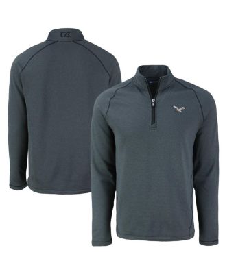 Cutter & Buck - Men's Cutter Buck Heather Black Philadelphia Eagles Peshastin Eco Fleece Tri-Blend Raglan Quarter-Zip Jacket