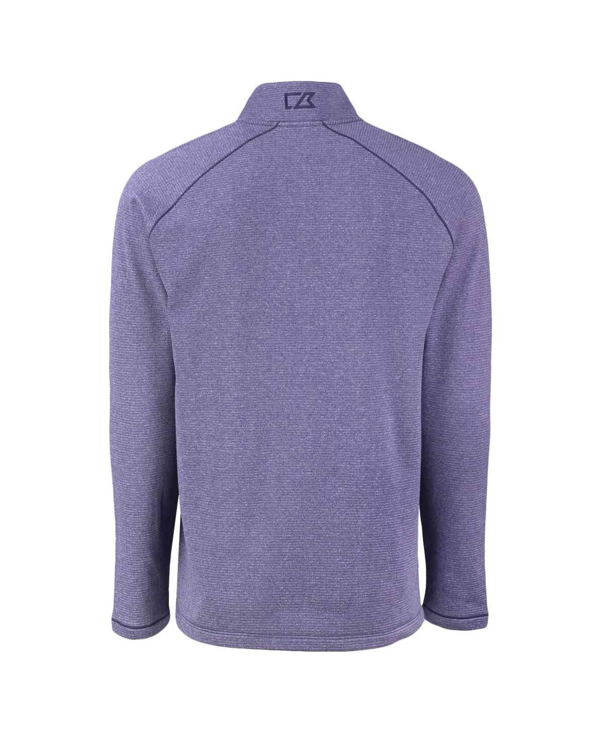 Cutter & Buck Men's Heather Purple Minnesota Vikings Peshastin Eco Fleece Tri-blend Raglan Quarter-zip Jacket In Heather Purple