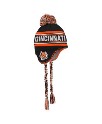 Outerstuff - Big Boys and Girls Black Cincinnati Bengals Jacquard Tassel Knit Hat with Pom