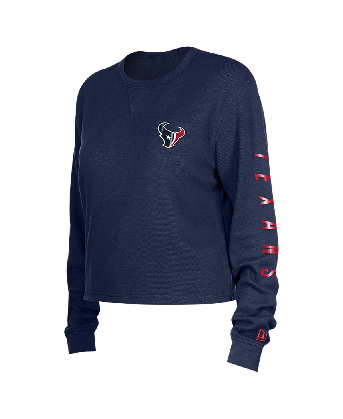 NEW ERA WOMEN'S NAVY HOUSTON TEXANS THERMAL CROP LONG SLEEVE T-SHIRT 
