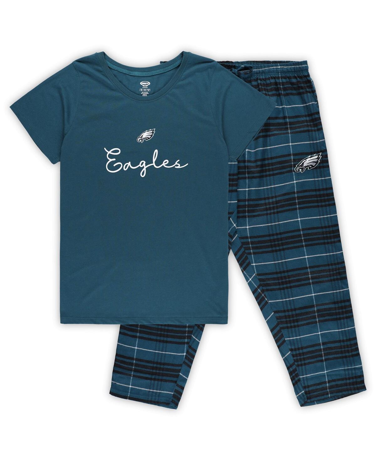 Concepts Sport Women's Philadelphia Eagles T-shirt Pants Set In Teal,black