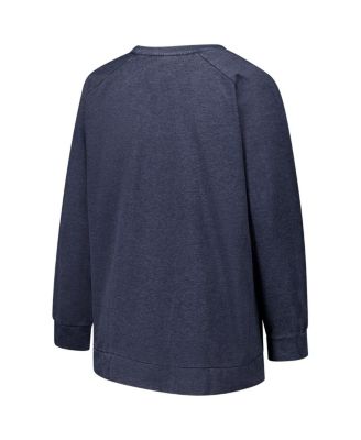 Women's Navy Houston Texans Acid Wash Raglan Pullover Sweatshirt