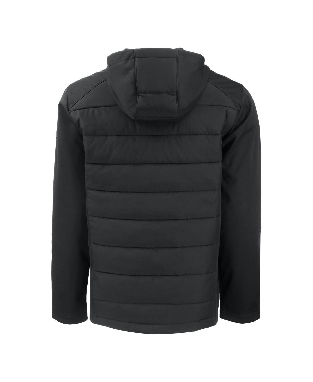 Cutter & Buck Men's Black West Virginia Mountaineers Evoke Hybrid Eco Softshell Full-zip Hoodie Jacket In Black