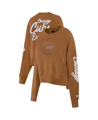 Pro Standard - Women's Brown Chicago Cubs Paint The City Pullover Cropped Sweatshirt
