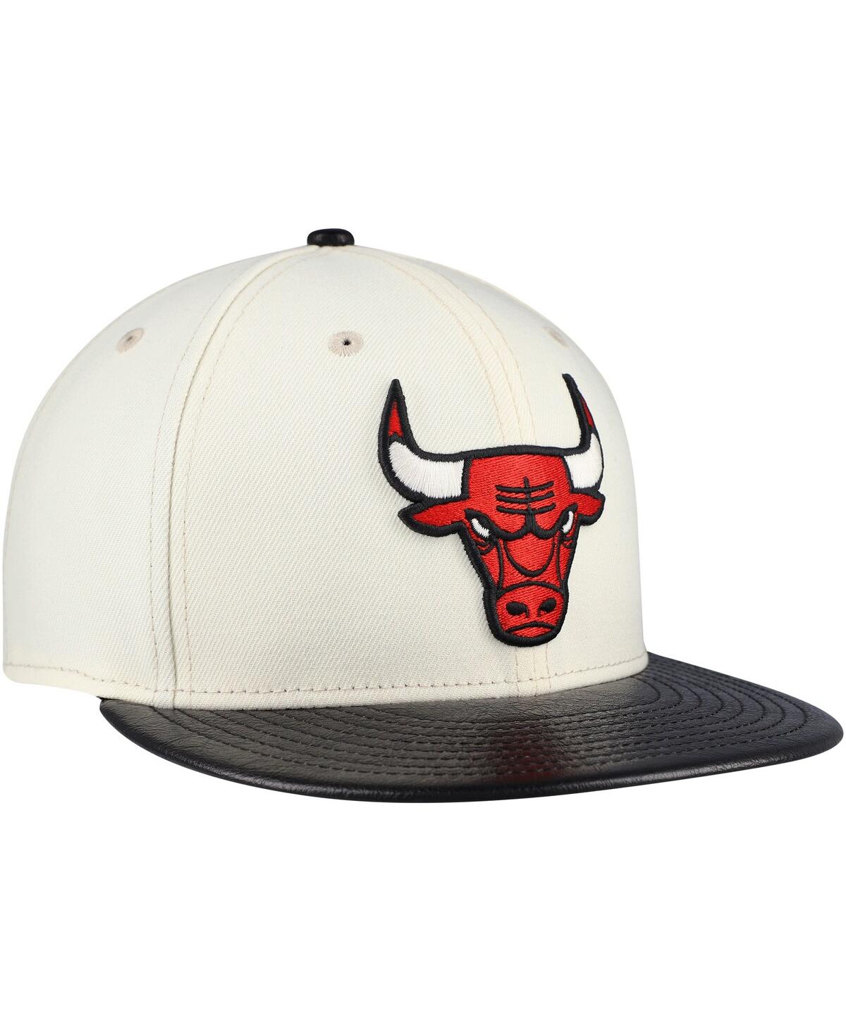 NEW ERA MEN'S CREAM/BLACK CHICAGO BULLS VISOR TWO-TONE 59FIFTY FITTED HAT