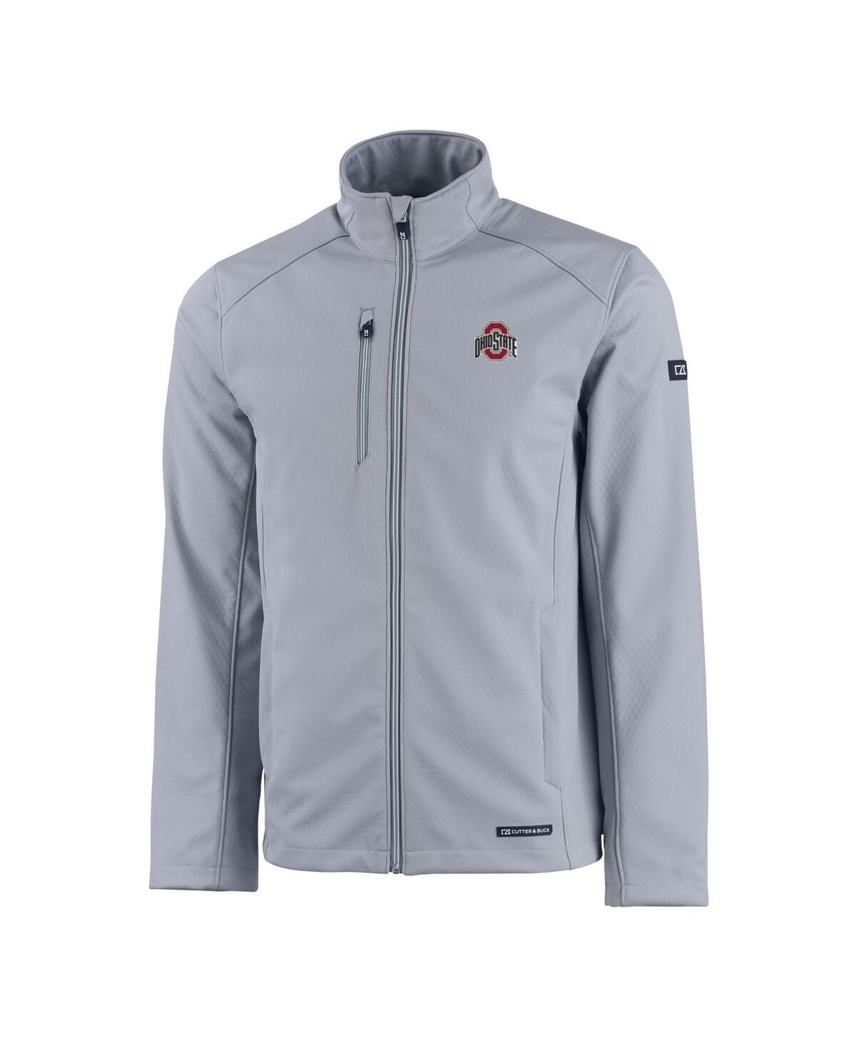 Cutter & Buck Men's Gray Ohio State Buckeyes Primary Logo Evoke Eco Softshell Full-zip Jacket In Gray
