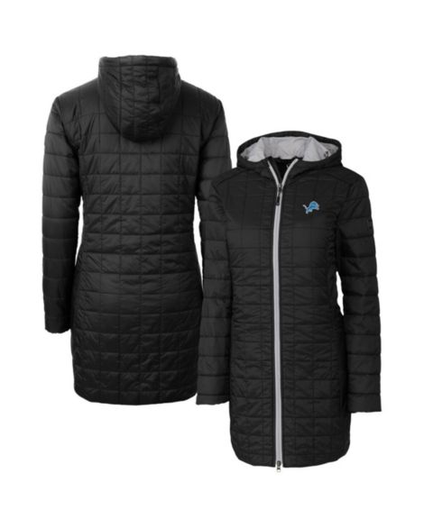 Женские куртки Cutter & Buck Women's Black Detroit Lions Rainier PrimaLoft Hooded Long Lightweight Coat