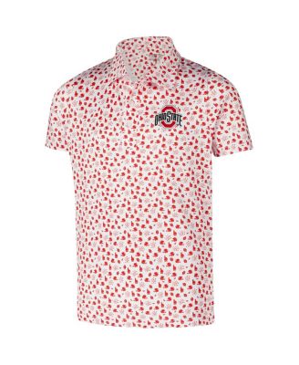 Big Boys and Girls White Ohio State Buckeyes Earnest Allover Print Polo