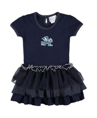 Two Feet Ahead - Toddler Navy Notre Dame Fighting Irish Pin Dot Tutu Dress