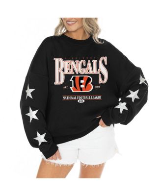 Gameday Couture - Women's  Black Cincinnati Bengals Rhinestone Star Sleeve Settle the Score Tri-Blend Pullover