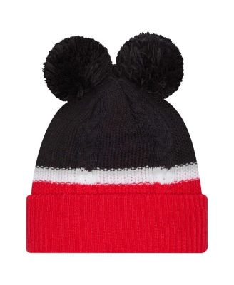 Women's Navy Houston Texans Double Bubble Cuffed Knit Hat with Poms