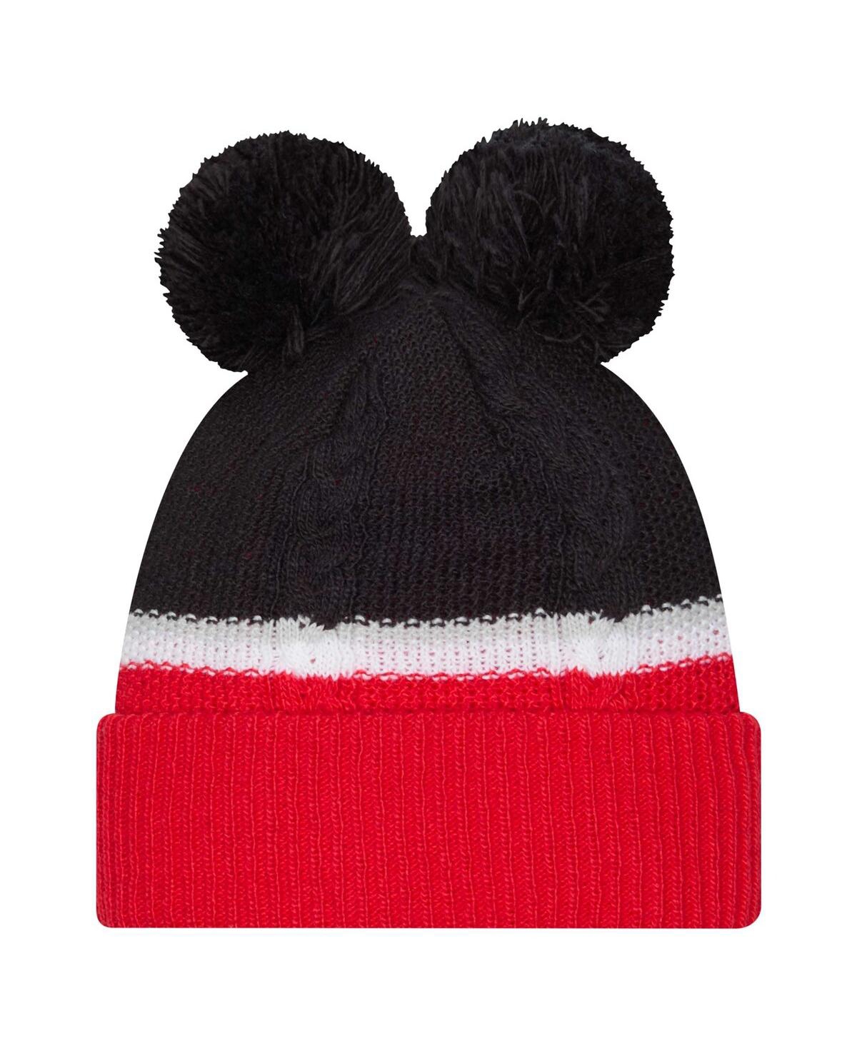 New Era Women's Navy Houston Texans Double Bubble Cuffed Knit Hat With Poms In Navy