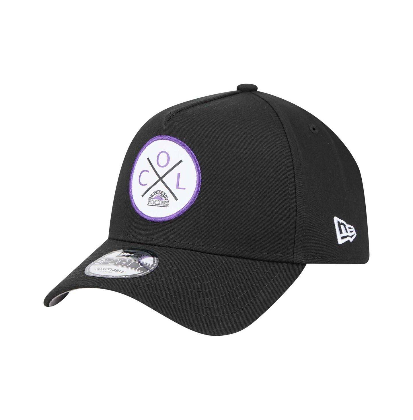 Мужская кепка New Era Black Colorado Rockies 9FORTY A-Frame Adjustable Hat — фото 1