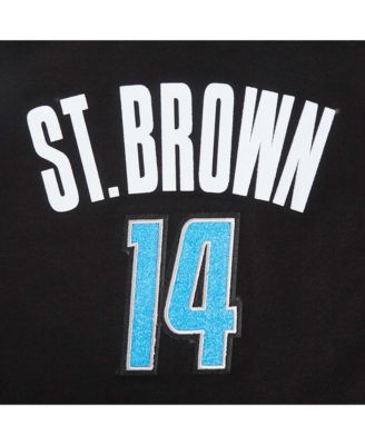 Women's Amon-Ra St. Brown Black Detroit Lions Player Name Number Cropped Boxy T-Shirt